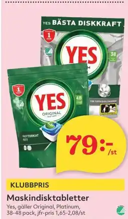 Hemköp YES Maskindisktabletter erbjuda