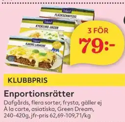 Hemköp Dafgårds Enportionsrätter erbjuda