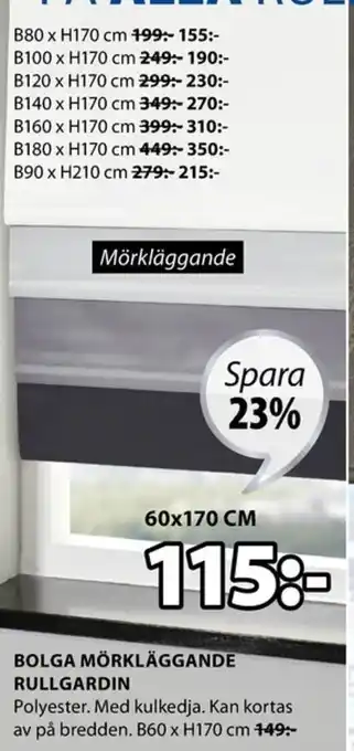 Bolga Mörkläggande Rullgardin 60x170cm