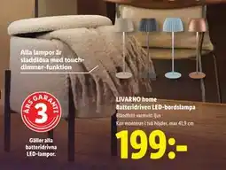 Lidl LIVARNO home Batteridriven LED-bordslampa, SEK 199 erbjuda