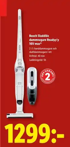 Lidl Bosch Sladdlös dammsugare Readyy'y 16V max, SEK 1299 erbjuda