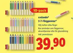 Lidl crelando 3 i 1-färgpennor, SEK 39.9 erbjuda