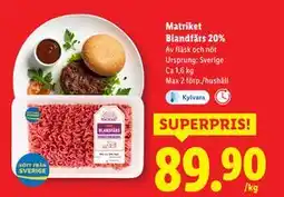 Lidl Matriket Blandfärs 20%, SEK 89.9 erbjuda