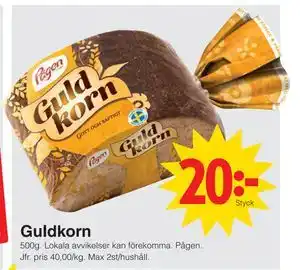 Matöppet Guldkorn, SEK 20 erbjuda
