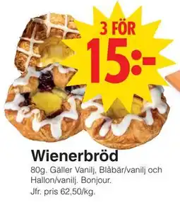 Matöppet Wienerbröd, SEK 15 erbjuda