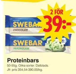 Matöppet Proteinbars, SEK 39 erbjuda