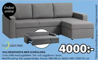 JYSK Vils Bäddsoffa Med Schäslong erbjuda
