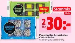 ICA Kvantum ICA Punschrullar, arraksbollar, chokladbollar erbjuda