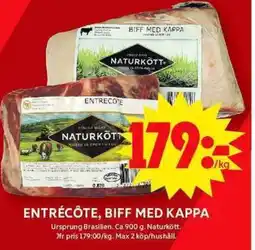 ICA Maxi Entrécôte, biff med kappa erbjuda