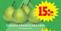 ICA Maxi Svenska päron clara frijs erbjuda