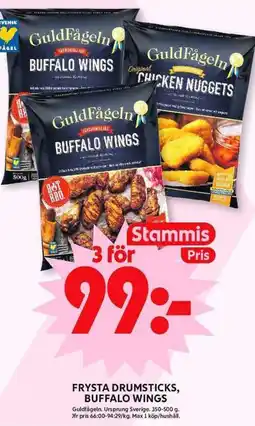 ICA Maxi Frysta drumsticks, buffalo wings erbjuda