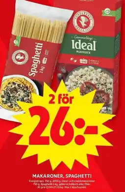 ICA Maxi Makaroner, spaghetti erbjuda