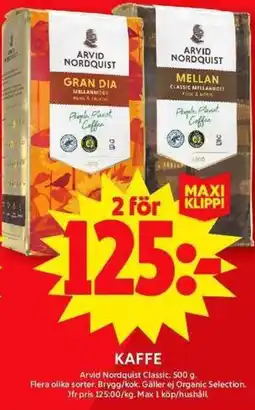 ICA Maxi ARVID NORDQUIST Kaffe erbjuda