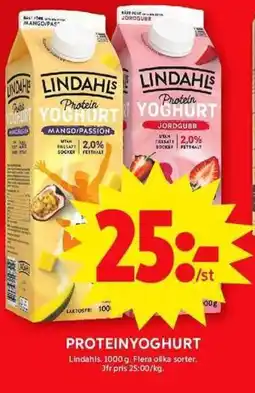 ICA Maxi LINDAHLS Proteinyoghurt erbjuda