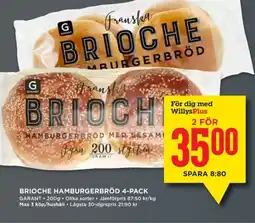 Willys GARANT Brioche hamburgerbröd 4-pack erbjuda