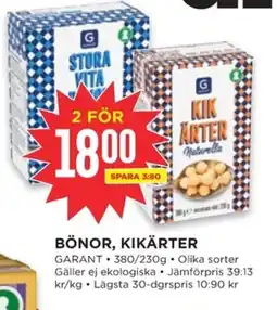 Willys GARANT Bönor, kikärter erbjuda