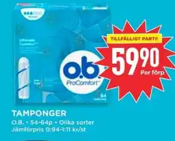 Willys O.B. Tamponger erbjuda
