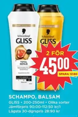 Willys GLISS Schampo, balsam erbjuda