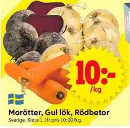 ICA Supermarket Morötter, gul lök, rödbetor erbjuda