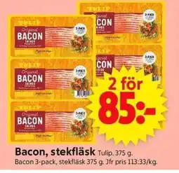 ICA Supermarket TULIP Bacon, stekfläsk erbjuda