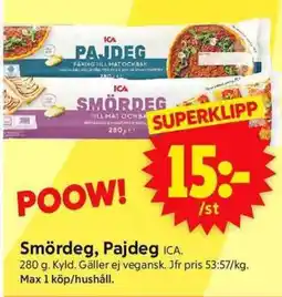 ICA Supermarket ICA Smördeg, pajdeg erbjuda