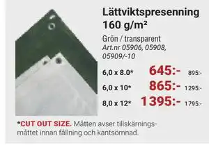 Erlandsons Brygga Lättviktspresenning 160 g/m² erbjuda