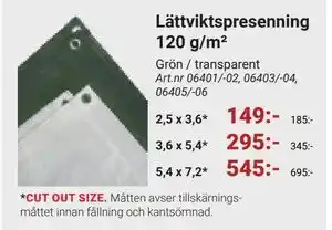 Erlandsons Brygga Lättviktspresenning 120 g/m² erbjuda