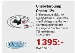Erlandsons Brygga Oljebytarpump Ocean 12v, SEK 1395 erbjuda