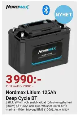 Erlandsons Brygga Nordmax Litium 125Ah Deep Cycle BT, SEK 3990 erbjuda