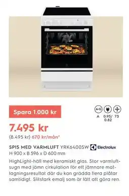 Electrolux Home SPIS MED VARMLUFT, SEK 7495 erbjuda