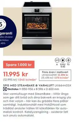 Electrolux Home SPIS MED STEAMBAKE & VARMLUFT., SEK 11995 erbjuda