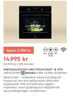 Electrolux Home INBYGGNADSUGN MED STEAMCRISP & WIFI, SEK 14995 erbjuda