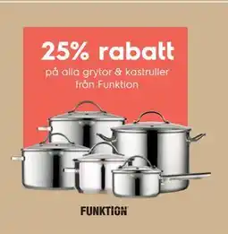 Electrolux Home 25% rabatt på alla grytor & kastruller från Funktion erbjuda