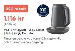 Electrolux Home VATTENKOKARE PÅ 1,7 LITER, SEK 1116 erbjuda