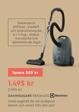 Electrolux Home DAMMSUGARE EB51A4OG, SEK 1495 erbjuda