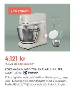 Electrolux Home KÖKSMASKIN MED TVÅ SKÅLAR 6+4 LITER, SEK 4121 erbjuda