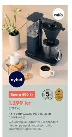 Electrolux Home KAFFEBRYGGARE PÅ 1,25 LITER, SEK 1299 erbjuda