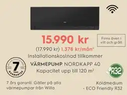 Electrolux Home VÄRMEPUMP NORDKAPP 40, SEK 15990 erbjuda