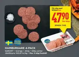Willys HAMBURGARE 4-PACK, Medlemspris erbjuda
