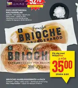 Willys BRIOCHE HAMBURGERBRÖD 4-PACK, Medlemspris erbjuda