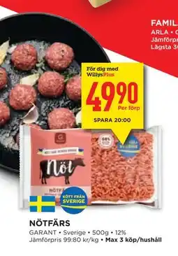 Willys Hemma NÖTFÄRS, Medlemspris erbjuda
