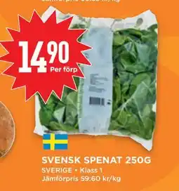 Willys SVENSK SPENAT 250G, SEK 14.9 erbjuda
