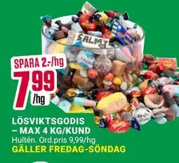 ÖoB LÖSVIKTSGODIS – MAX 4 KG/KUND, SEK 7.99 erbjuda