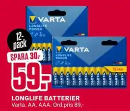 ÖoB LONGLIFE BATTERIER, SEK 59 erbjuda