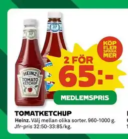 Coop Daglivs TOMATKETCHUP, Medlemspris erbjuda