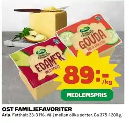 Coop Daglivs OST FAMILJEFAVORITER, Medlemspris erbjuda