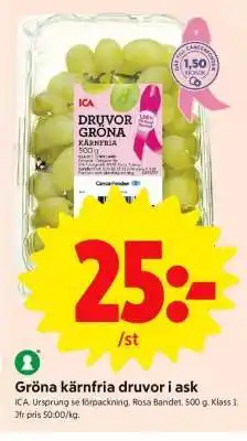 ICA Supermarket GRÖNA KÄRNFRIA DRUVOR I ASK erbjuda