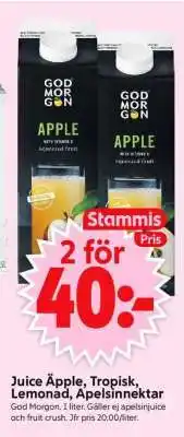 ICA Supermarket Juice Äpple, Tropisk, Lemonad, Apelsinnectar erbjuda