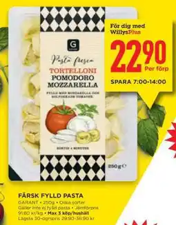 Willys Färsk fylld pasta erbjuda