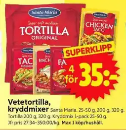 ICA Supermarket Vetetortilla, kryddmixer erbjuda